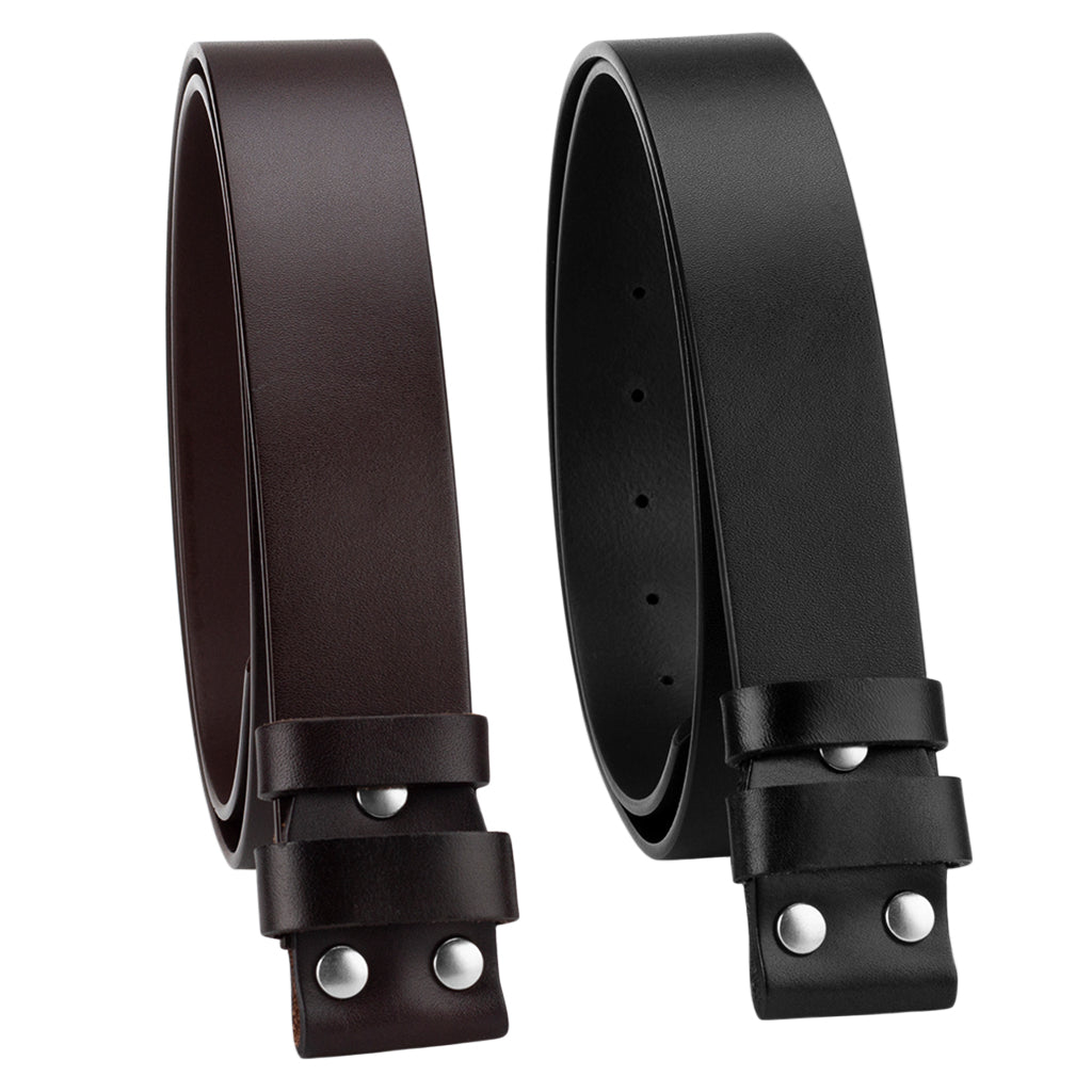 Brun och svart skinnrem med skruvjustering på undersidan