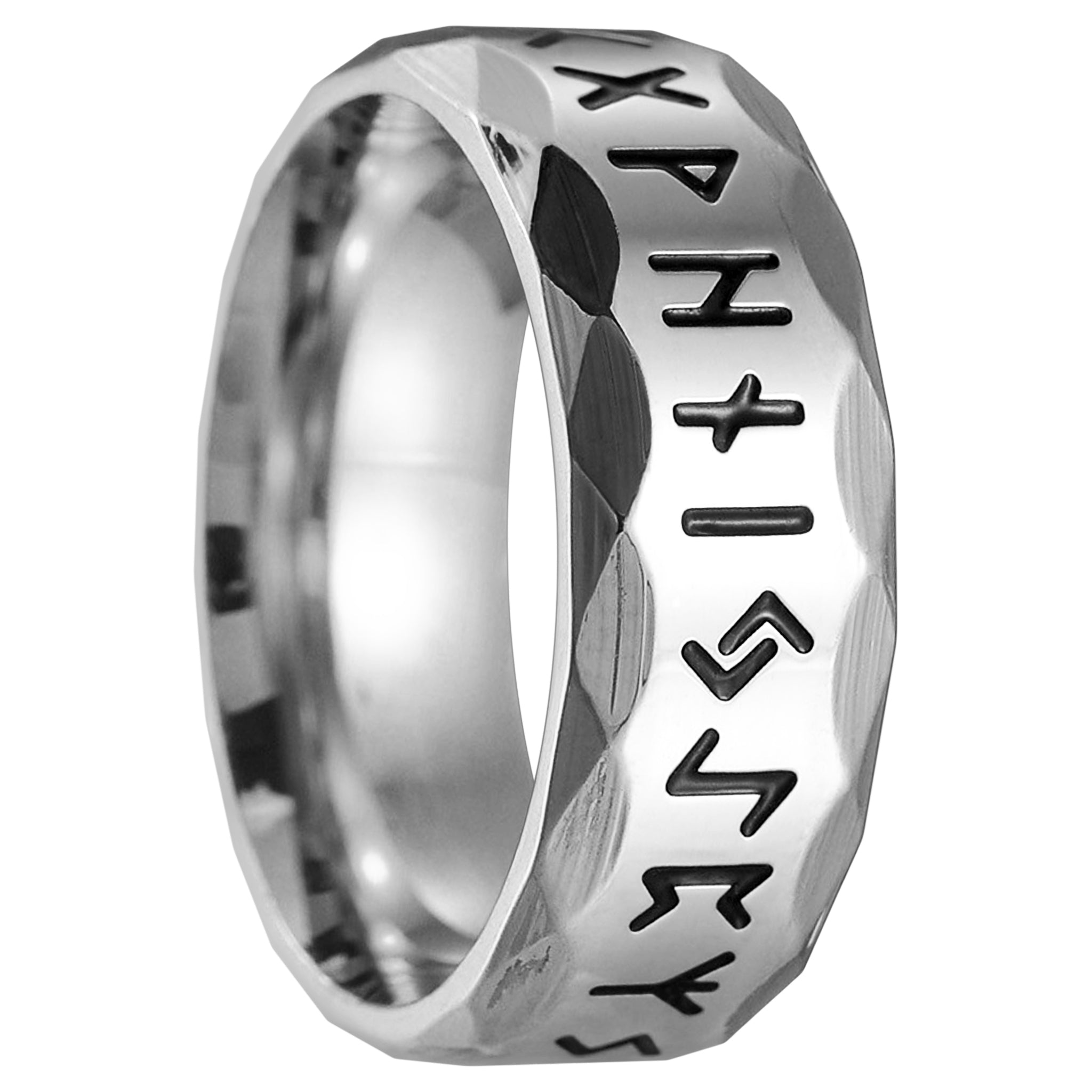 Fasettslipad runring – vikingainspirerad fingerring av rostfritt stål
