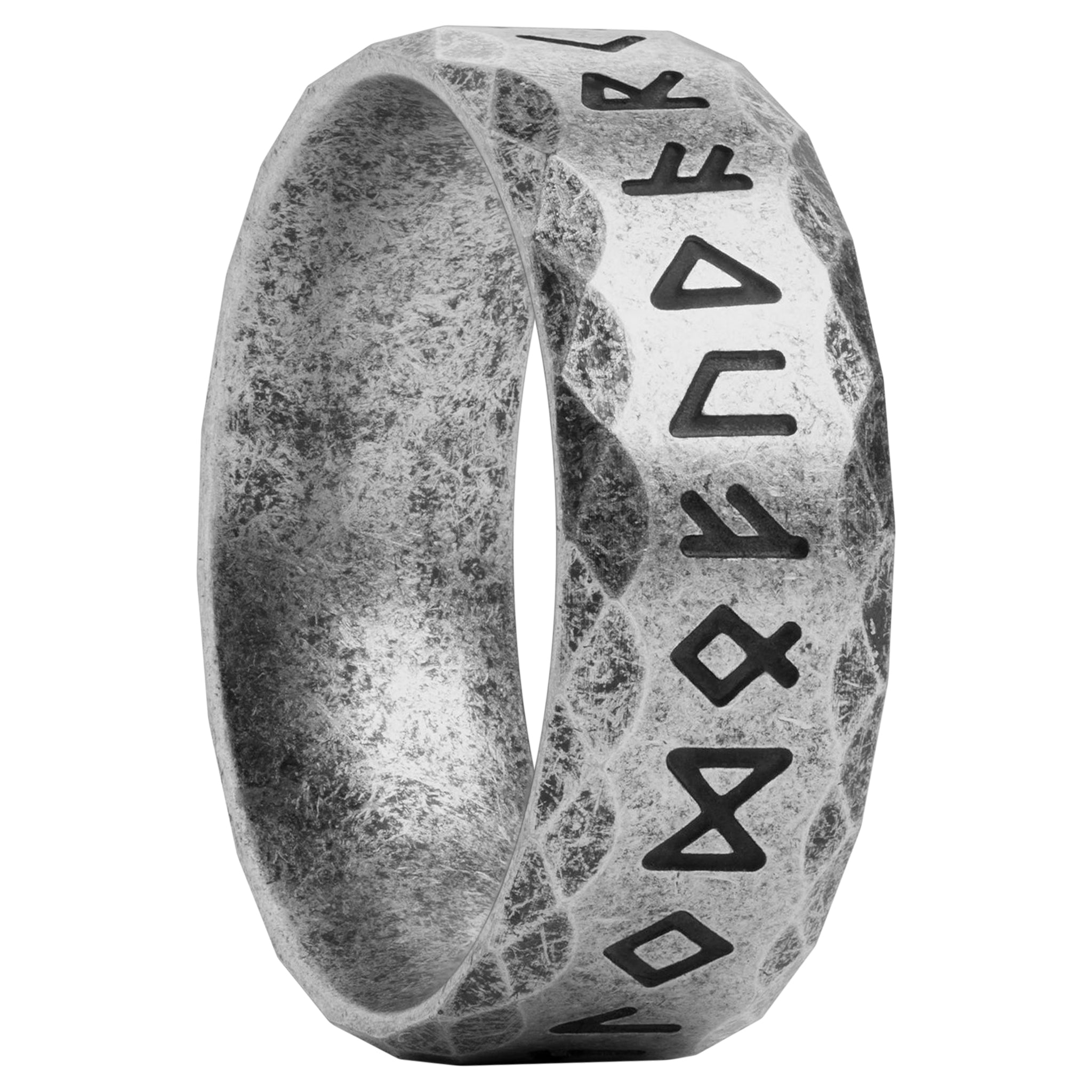 Fasettslipad vintagegrå runring, tillverkad av rostfritt stål