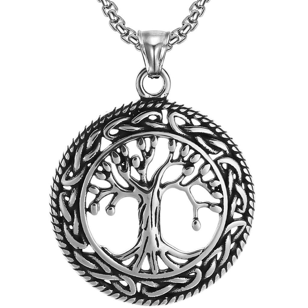 Stålfärgat Yggdrasil halsband