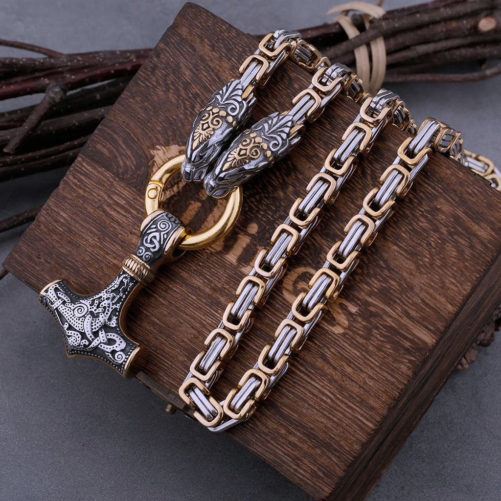 Maskulint viking halsband med rovdjur i ändarna