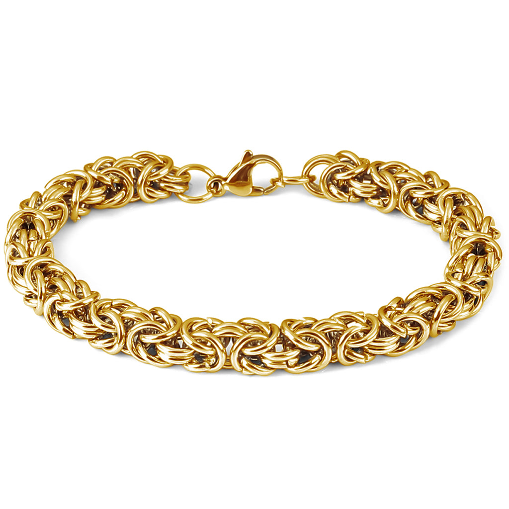 Guld kungalänk armband av rostfritt stål