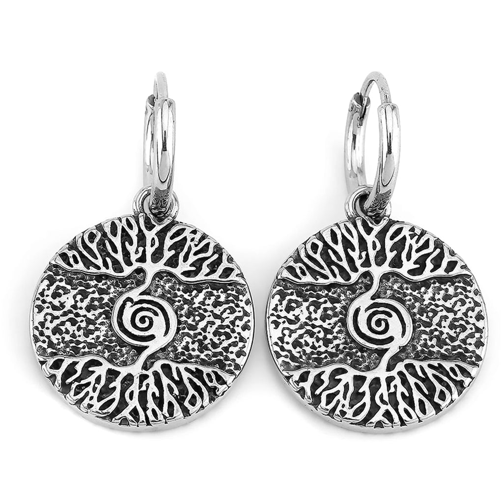 Cirkelformade livets träd örhängen för dam