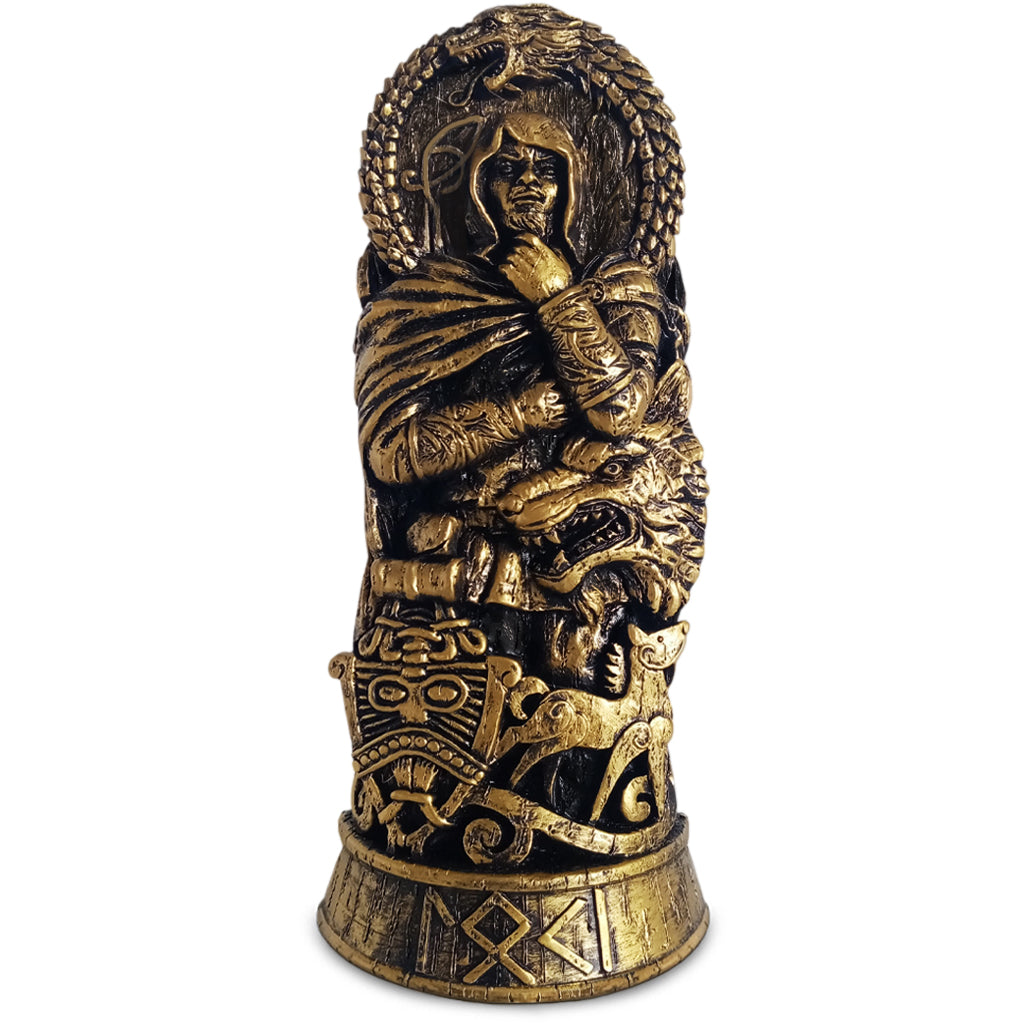 Loke staty som ser ut att vara tillverkad i mässing