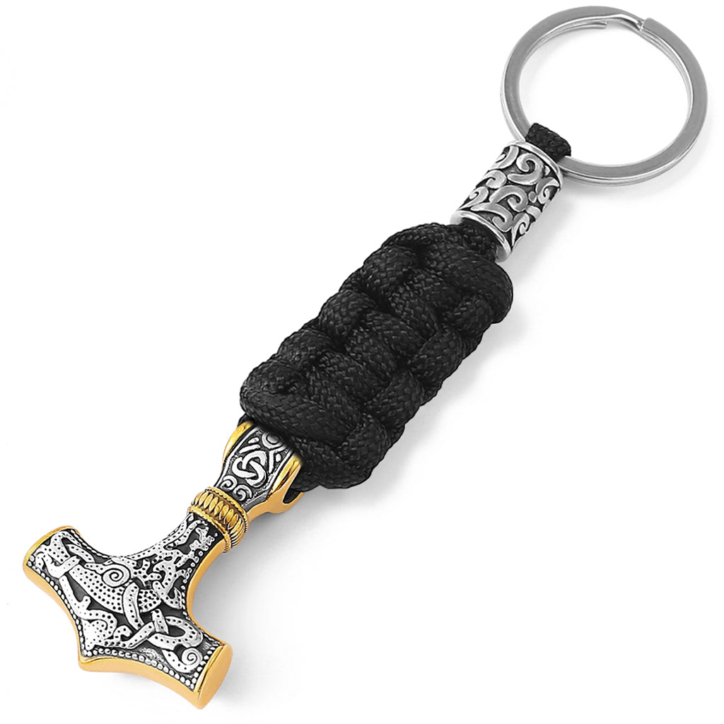 Mjölner nyckelring med flätad paracord