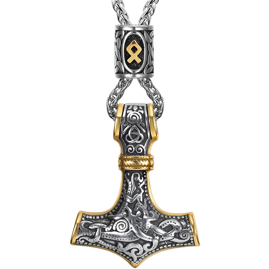 Mjölner och halskedja i stål