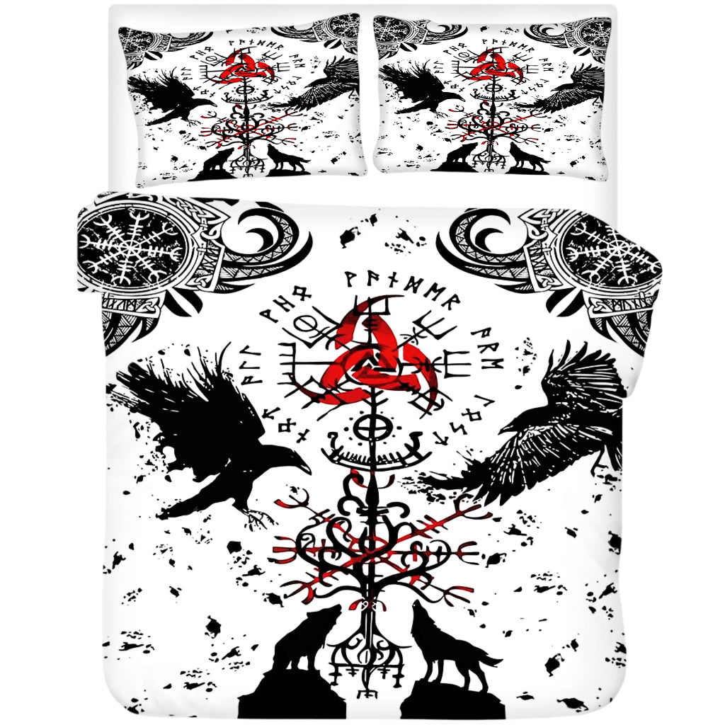 Vitt påslakanset med viking mönster