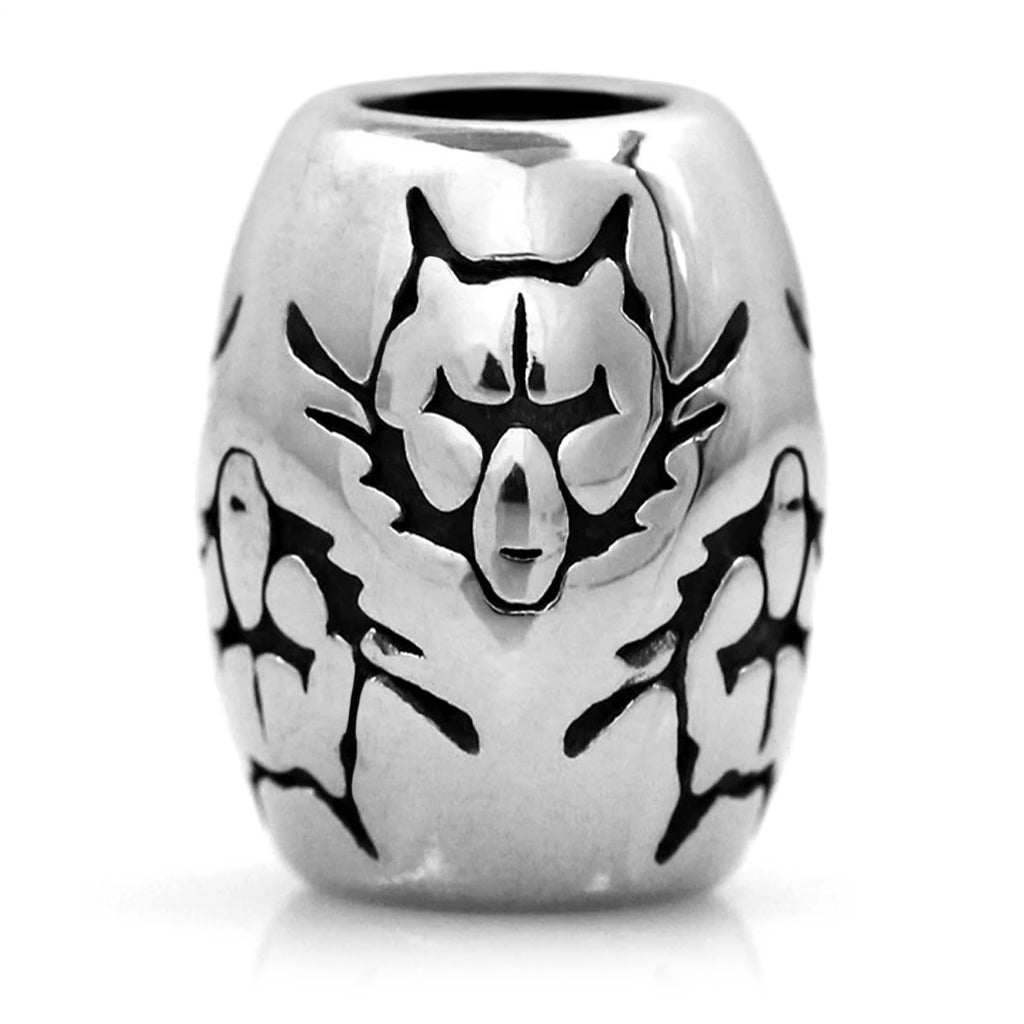 Stålfärgad varg skäggpärla av rostfritt stål