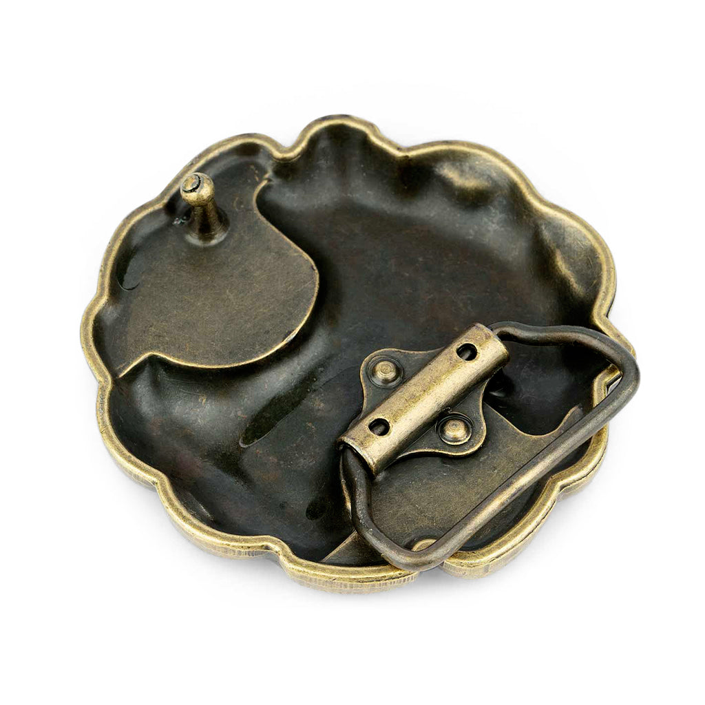 Cirkelformat Mjölner-bältesspänne i guldglänsande antikmässing