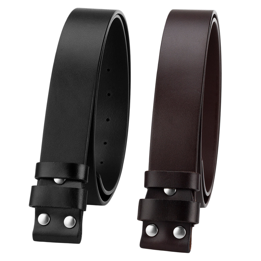 Svart och brunt bälte i genuint läder