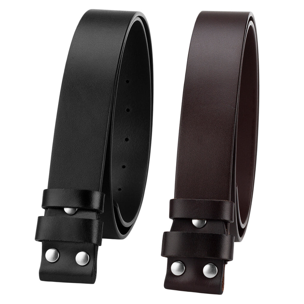 Svart och brunt byxbälte tillverkade i genuint koläder