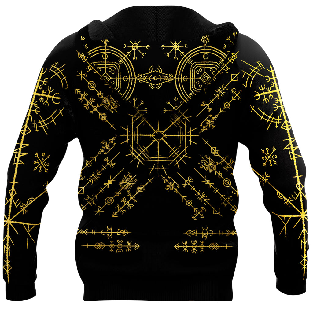 Svart viking tröja mönstrad med gul skräckhjälm på ryggen