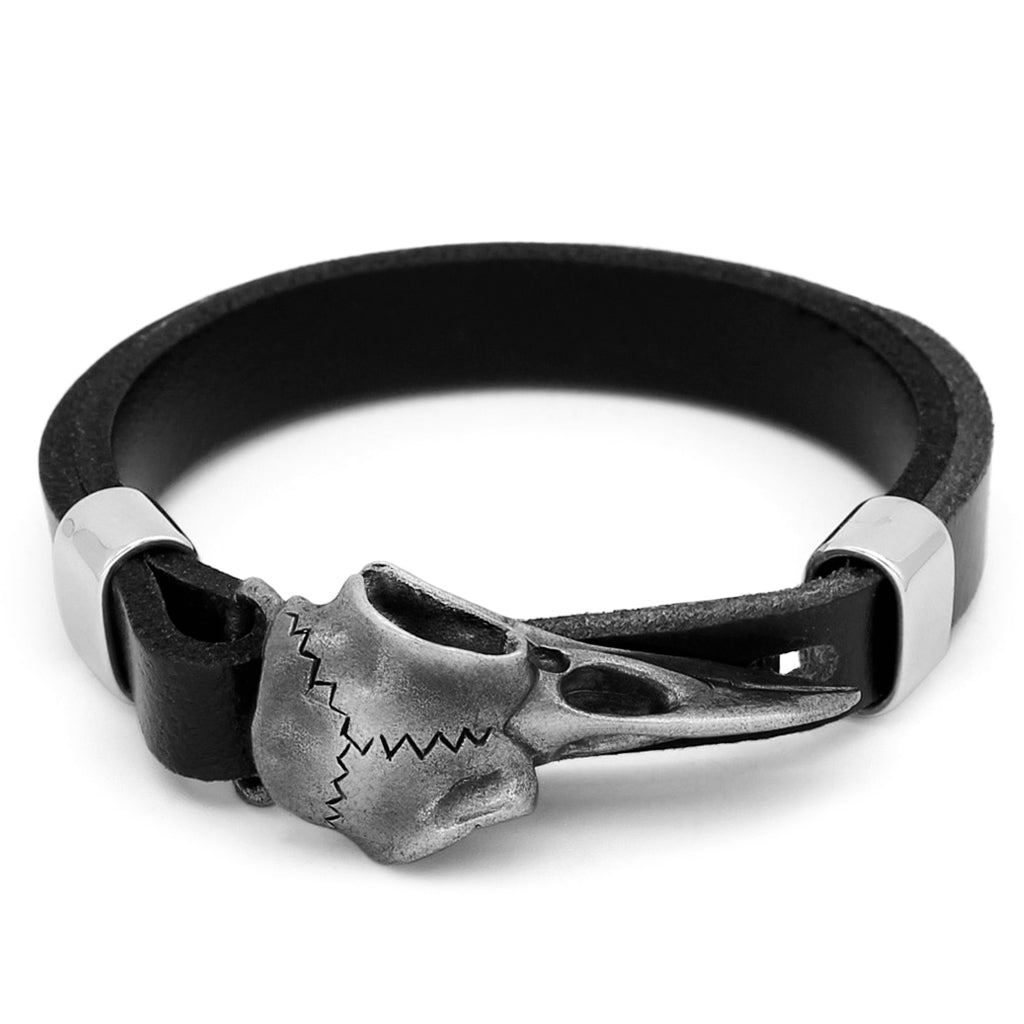 Handgjord svart viking läderarmband för herr