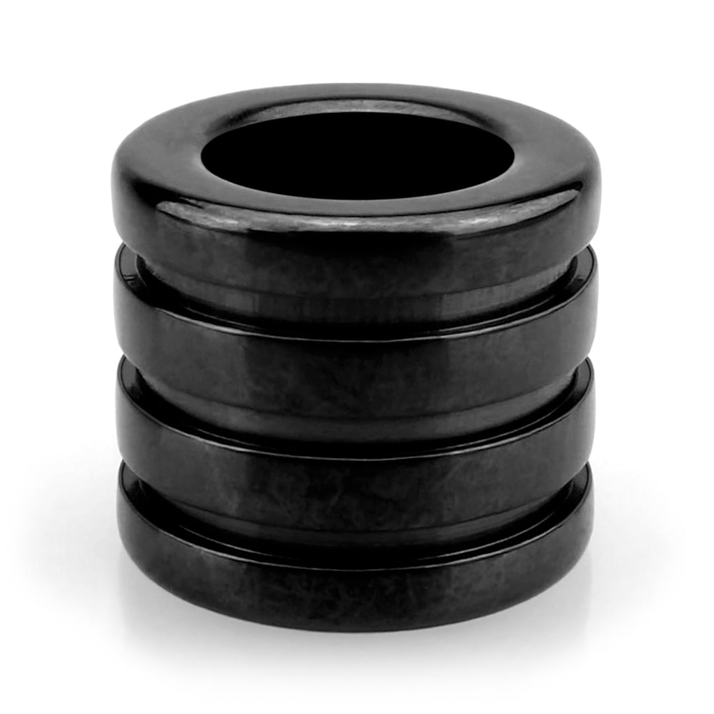 Svart skäggpärla med tre utskurna ränder runtom