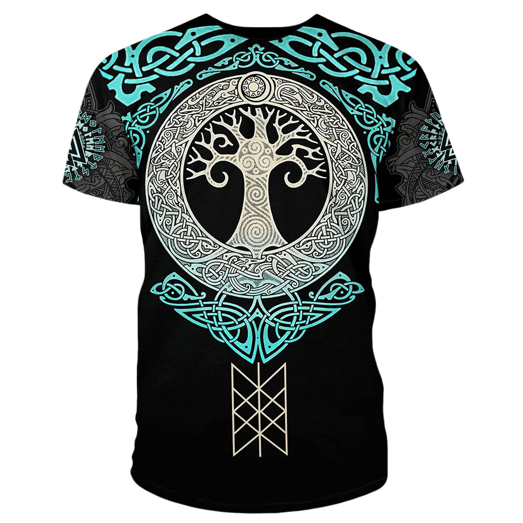 Svart T-shirt med Yggdrasil från nordisk mytologi