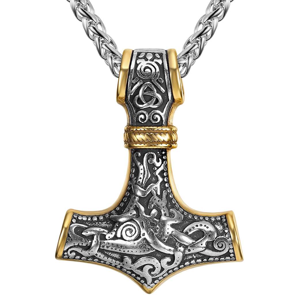 Tors hammare halsband i guld (316L guldstål)