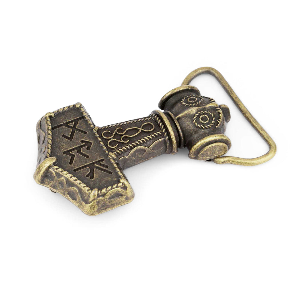 Torshammare bältesspänne med gyllene och mellanbrun finish