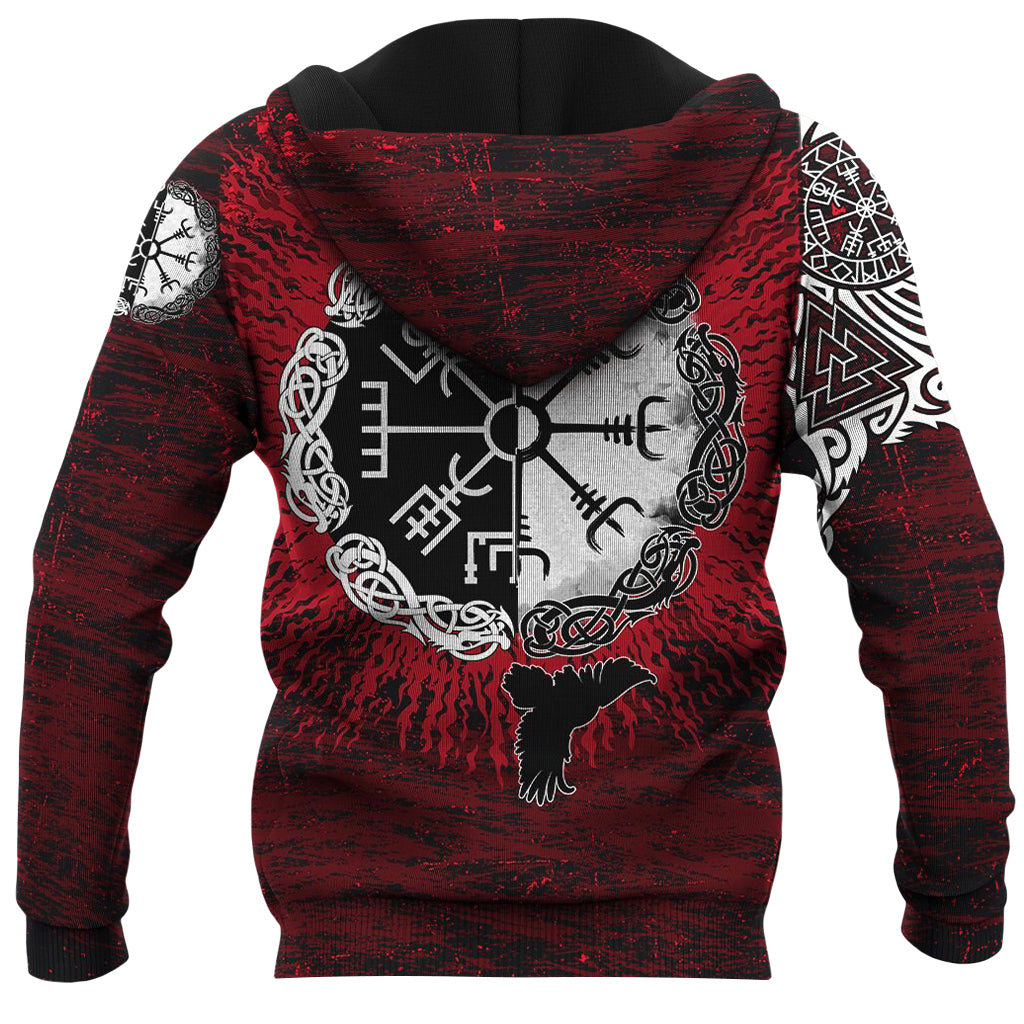 Luvtröja med textiltryck på ryggen avbildande runsymboler