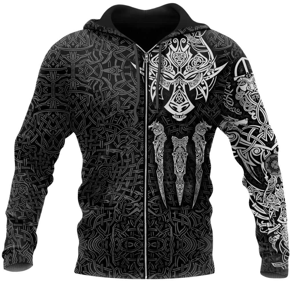 Svart varg hoodie med dragkedja