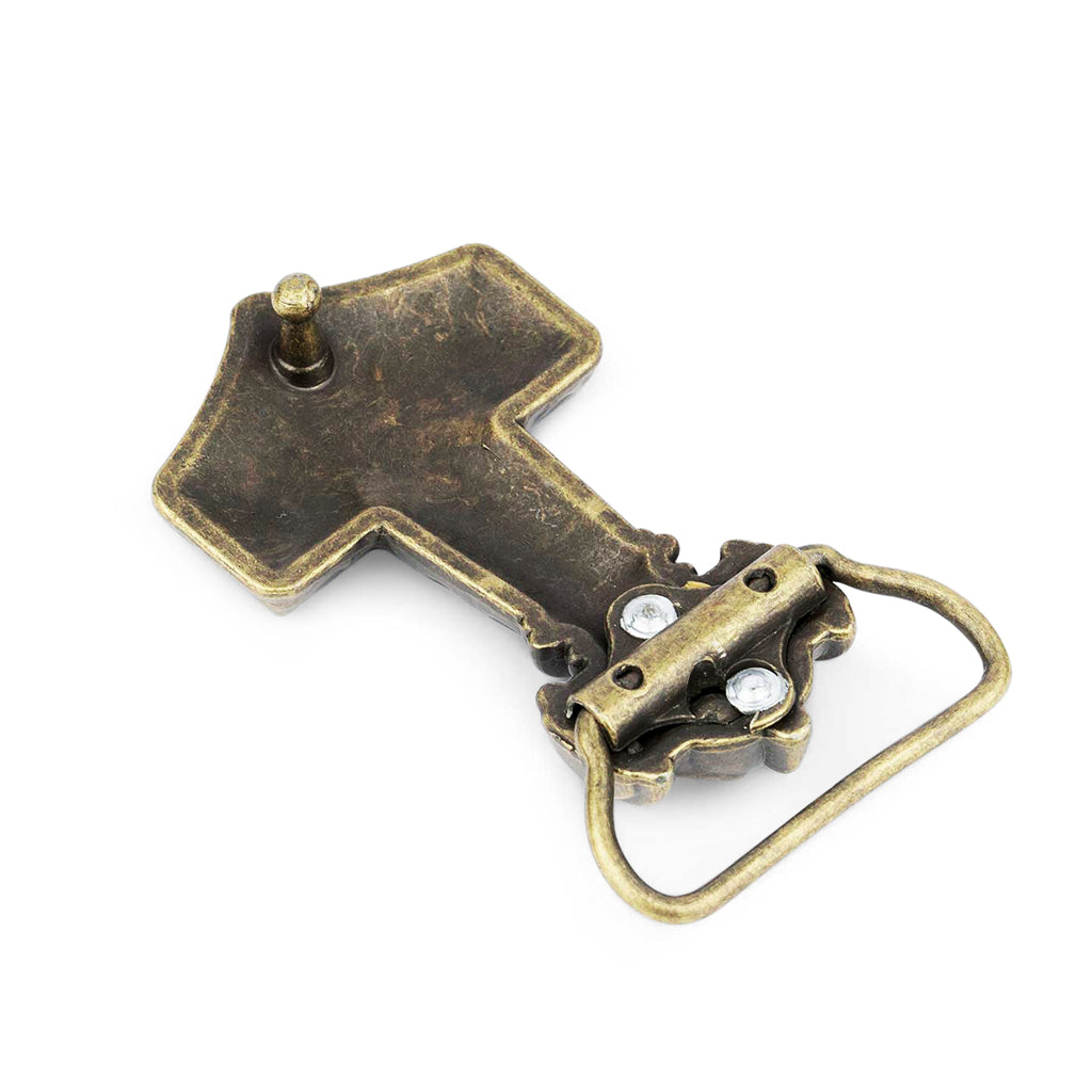 Viking bältesspänne som ser ut att vara tillverkat i gulmetall (mässing)