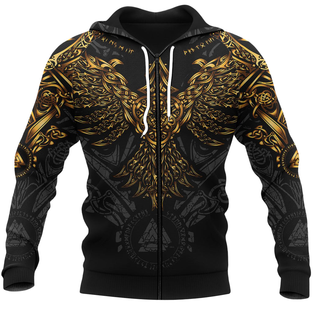 Viking luvtröja med guldfärgat fram- och baksidestryck