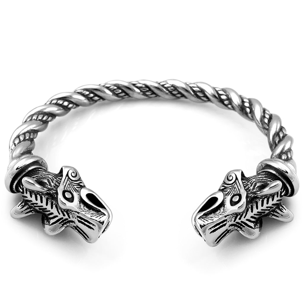 Stålfärgad vikinga armring med öppen design