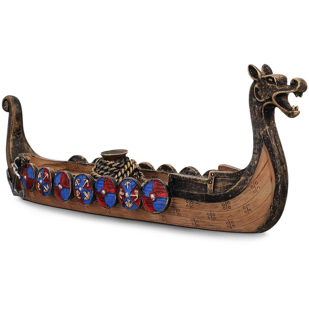 Vikingaskepp prydnad med backflow-rökelsehållare