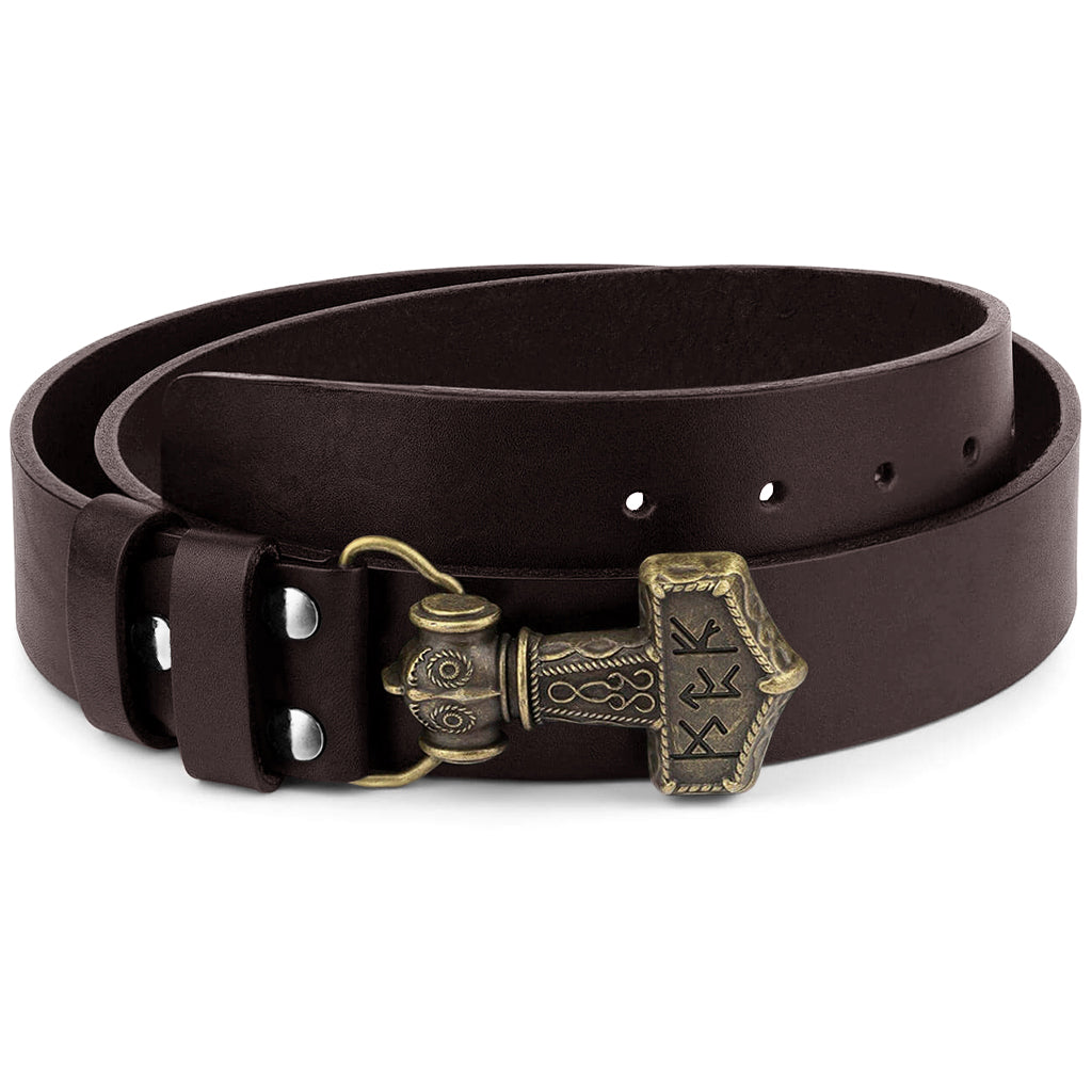 Vikingatida skärp med förgylld torshammare som spänne