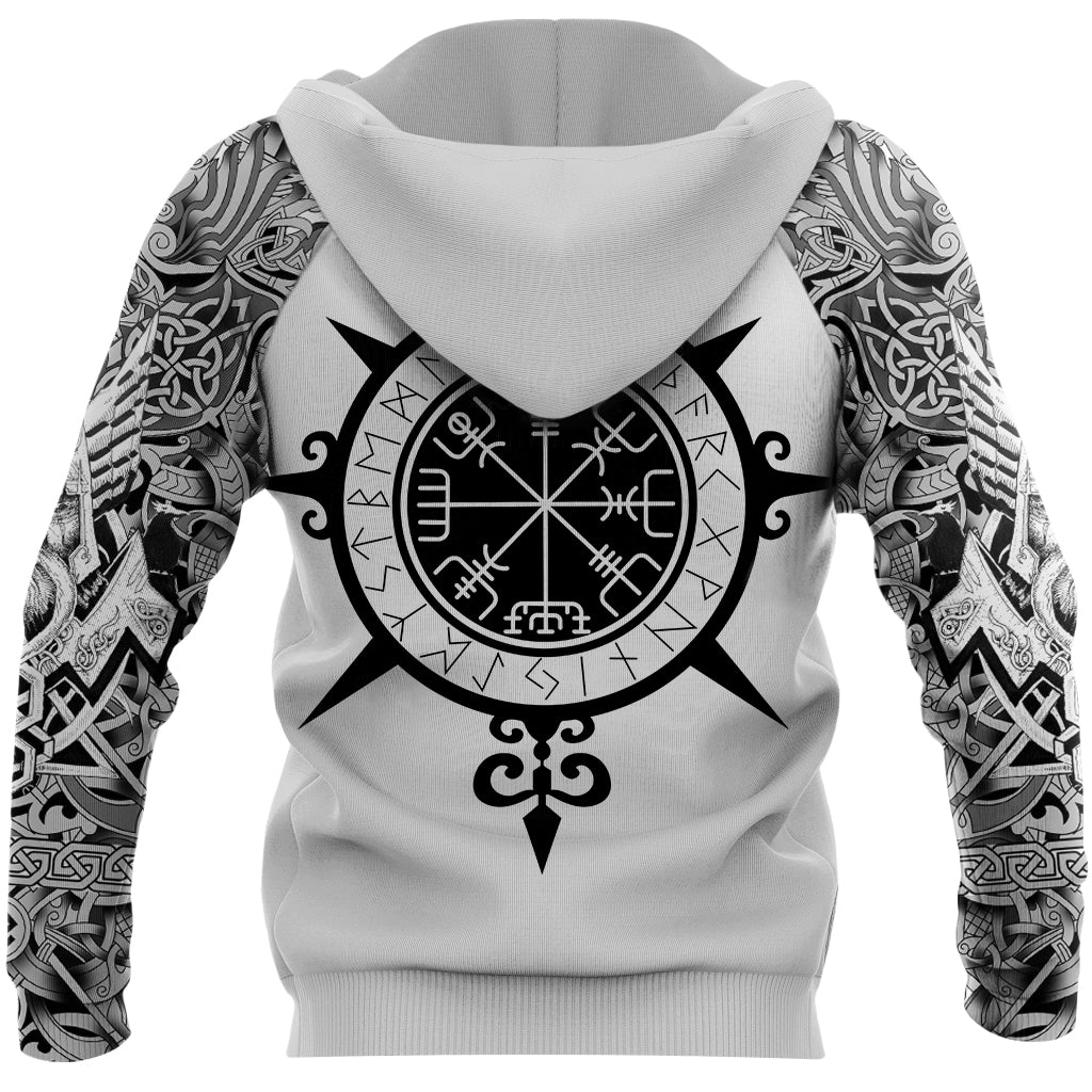 Vit herrtröja med vikingatida fram- och baksidestryck