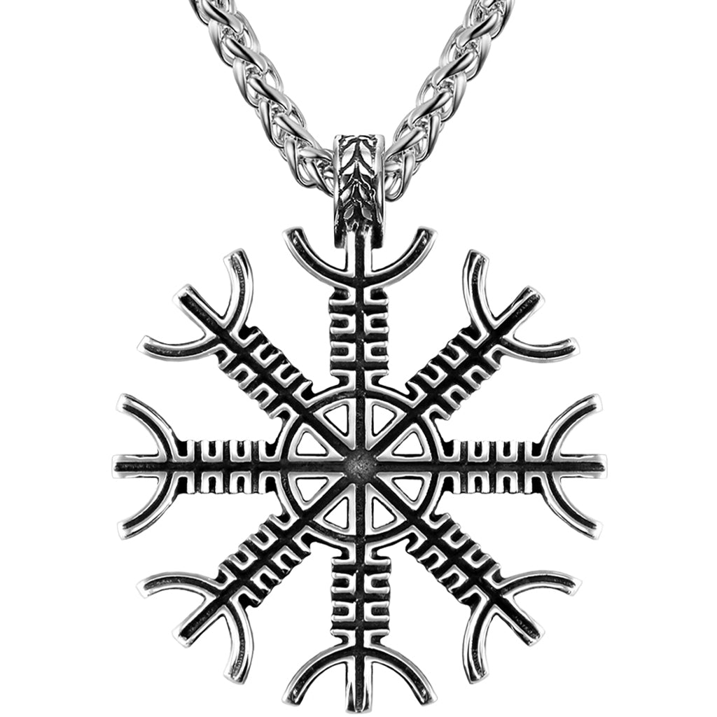 Silverfärgat halsband med rungaldern aegishjalmur