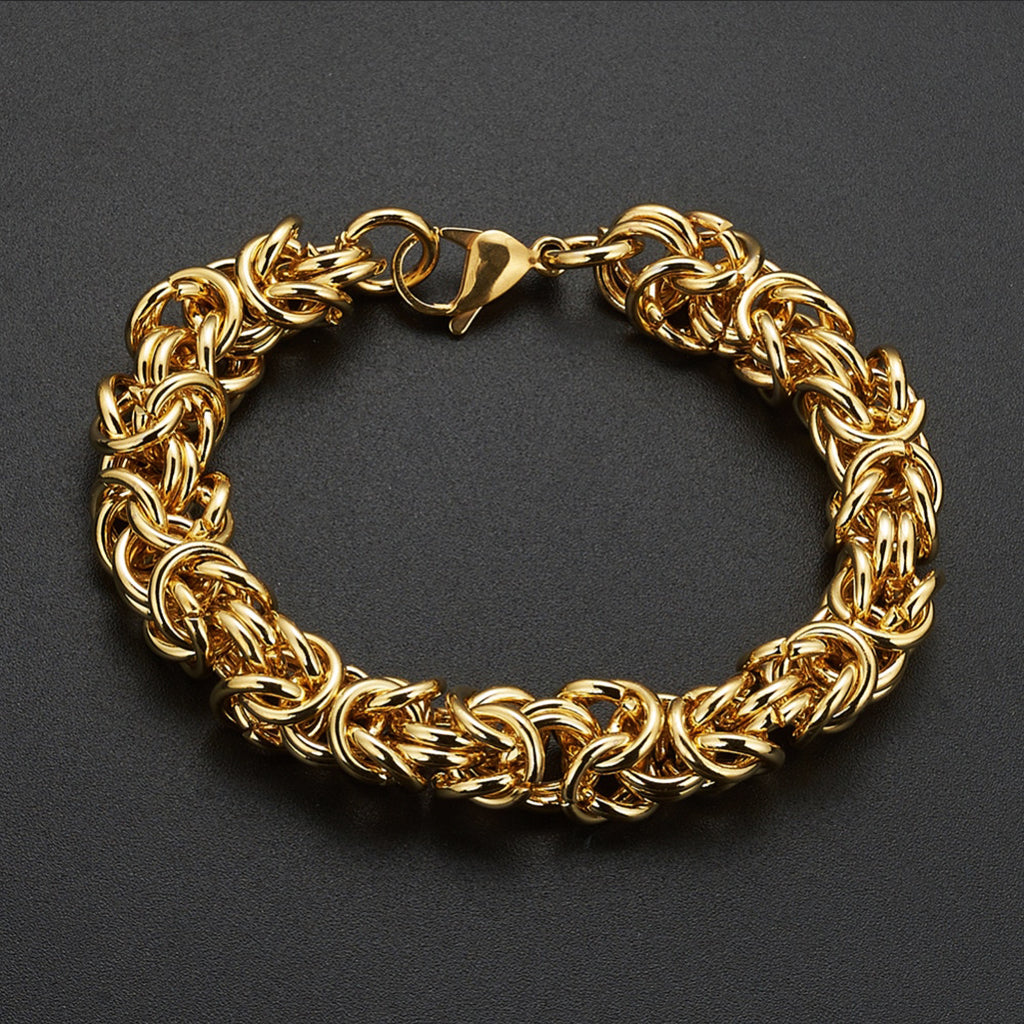 Handgjort kedjearmband pläterat med guld