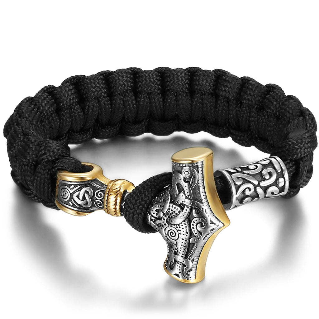 Mjölner armband i svart nylon
