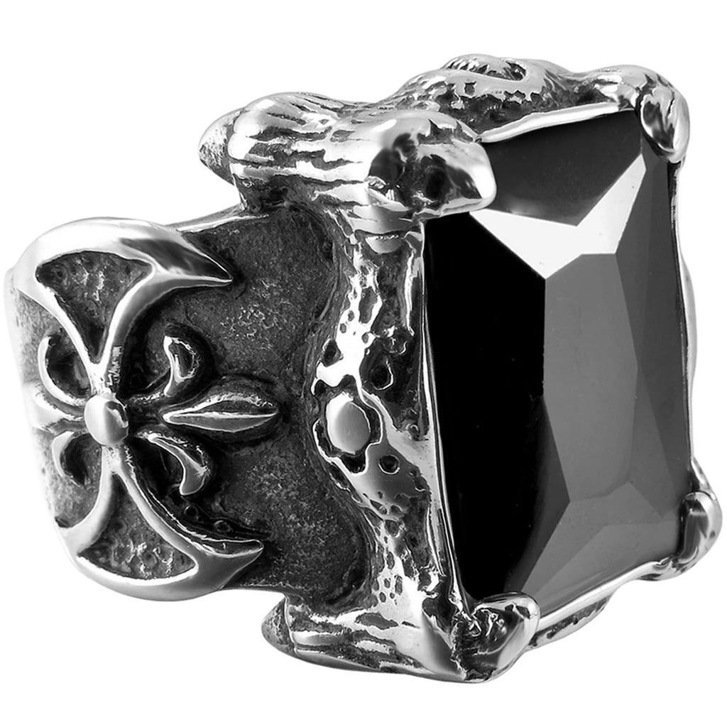 Vikingaring i rostfritt stål med yxor och franska liljor