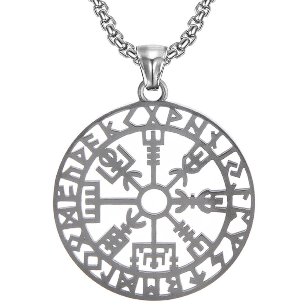 Silverfärgat vegvisir halsband