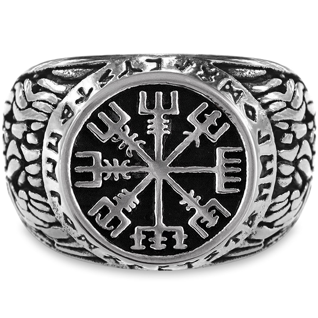 Vegvisir ring i stål
