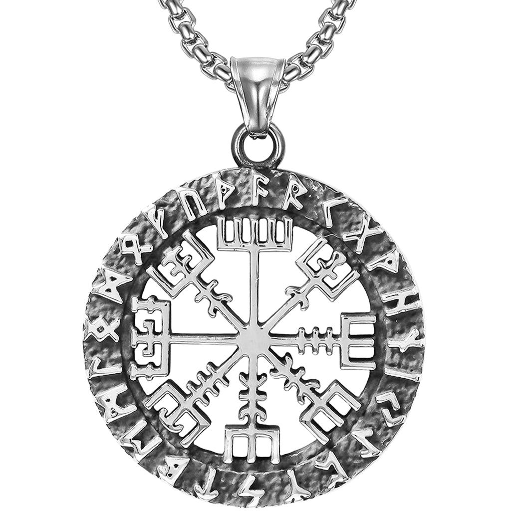 Viking kompass halsband i stål