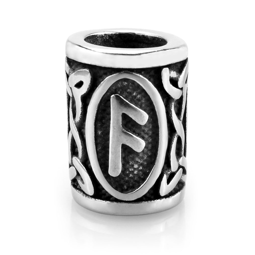 Viking skäggsmycke i äkta silver graverat med Ansuz-runan från den äldre runraden