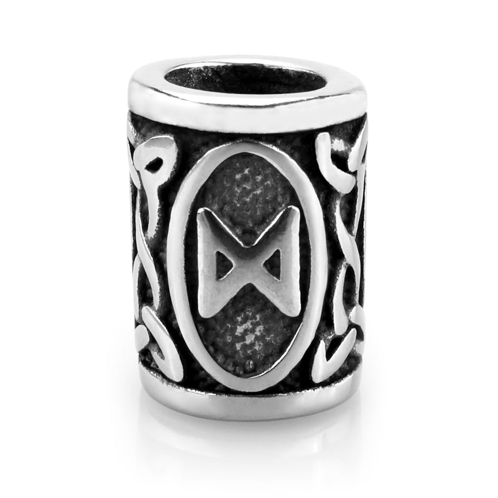 Viking skäggsmycke i äkta silver graverat med Dagaz-runan från den äldre runraden