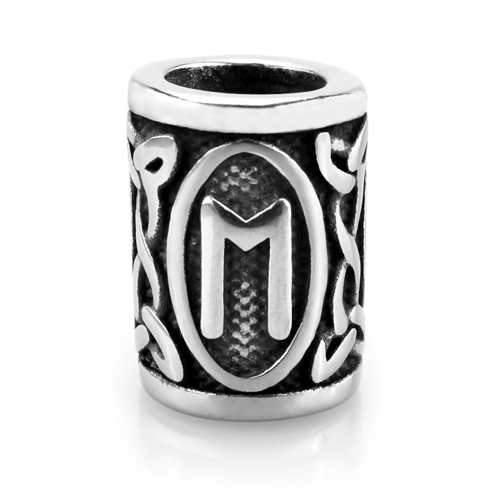 Viking skäggsmycke i äkta silver graverat med Ehwaz-runan från den äldre runraden