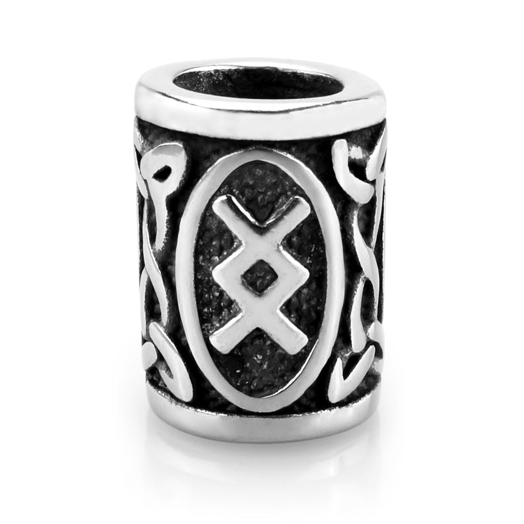 Viking skäggsmycke i äkta silver graverat med Ingwaz-runan från den äldre runraden