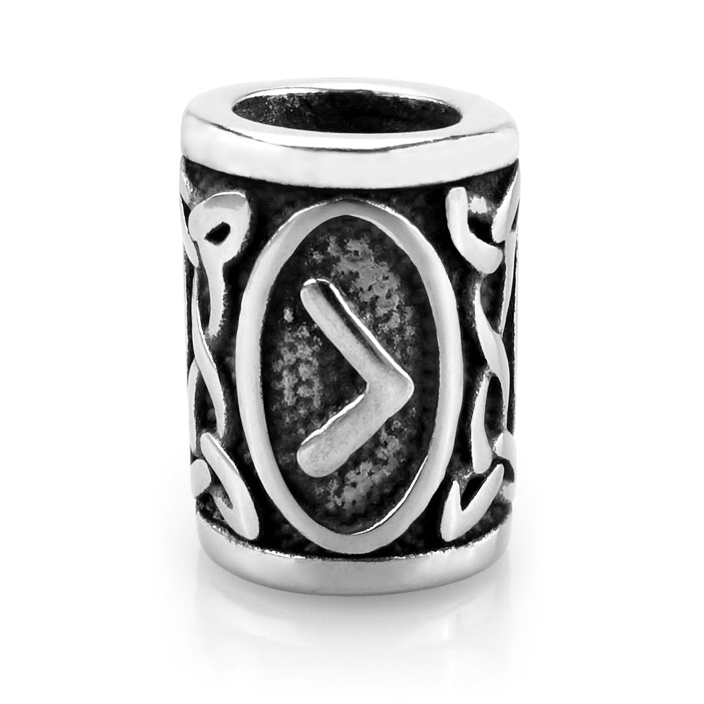 Viking skäggsmycke i äkta silver graverat med Kauna-runan från den äldre runraden