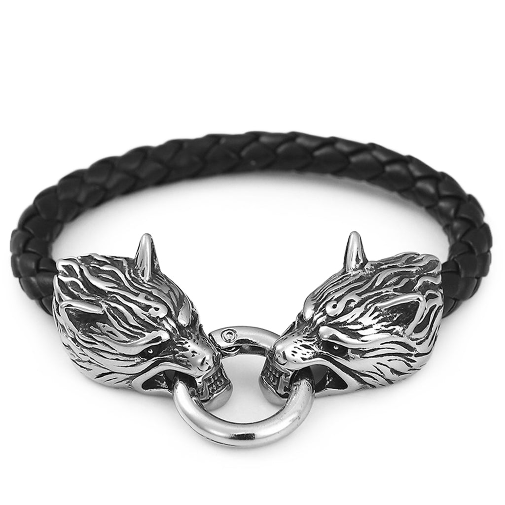 Vikingarmband i läder och stål