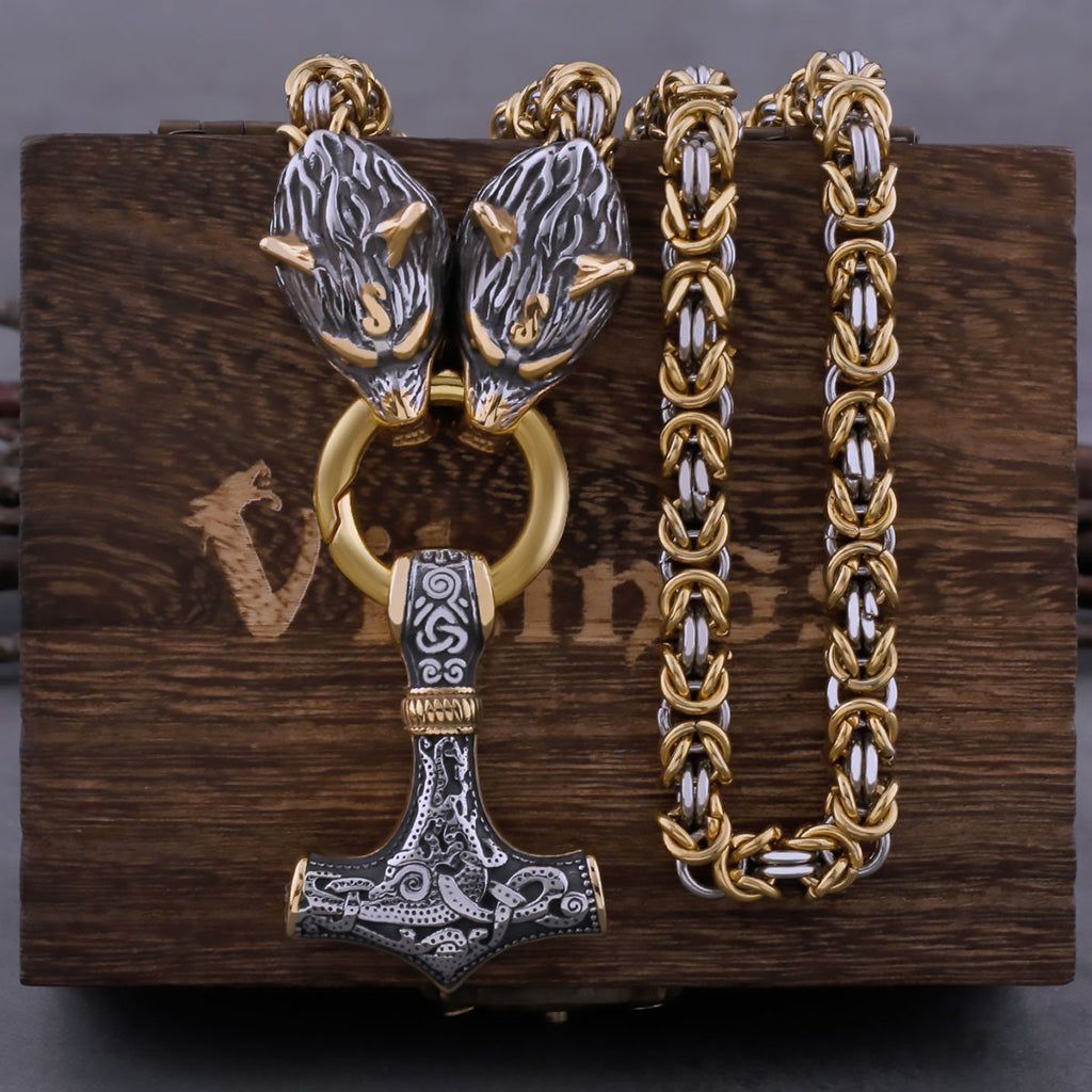 Guldkedja för herr med Torshammare-amulett