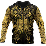 Svart- och gulfärgad viking hoodie med Oden