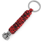 Röd paracord nyckelring med Odens knop