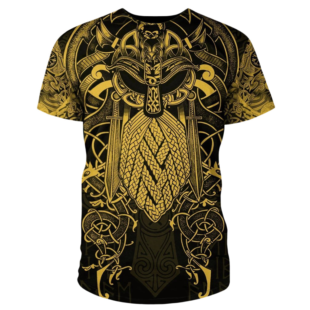 Svart- och gulfärgad viking T-shirt med Oden