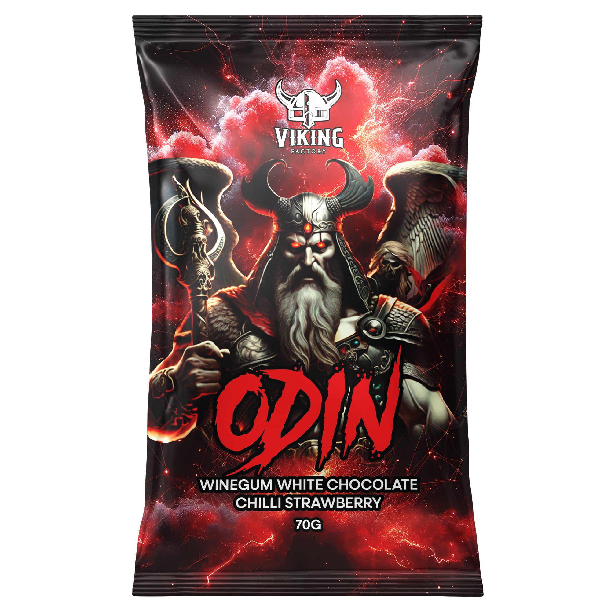 Odin Winegum White Chocolate Chili & Strawberry 70 gram – vingummi med vit choklad, jordgubbe och chili