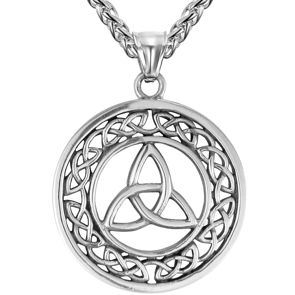 Keltiskt halsband med symbol bildad av tre sammanvävda bågar