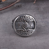 Vikingatida ring i rostfritt stål med träd framtill