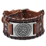 Vegvisir armband i brunt läder